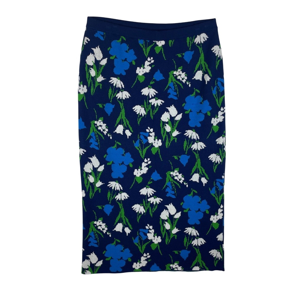 Kate Spade New York Target Floral Sweater Knit Pencil Skirt Navy Blue Large